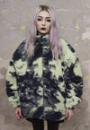 Camo fleece jacket handmade abstract trench coat in green