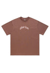 Wicked slogan t-shirt fang print tee utility top in brown