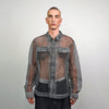 Mesh jacket black transparent Gothic bomber long sleeve rocker coat sheer jumper edgy gay shirt retro 00s see-though punk pullover sheer top