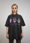 Bones print tshirt middle finger tee grunge top vintage grey