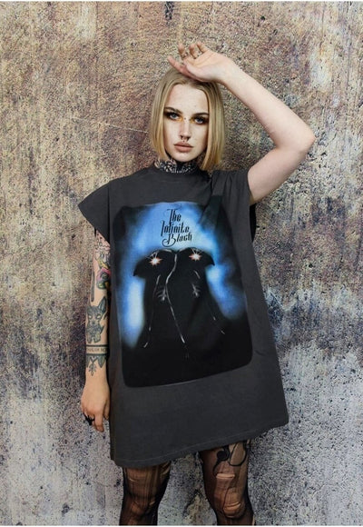 Raven print sleeveless t-shirt Gothic tank top surfer vest