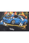 Skater t-shirt car cartoon tee retro Smurfs top vintage grey