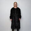 Long faux fur coat handmade fluffy luxury bomber premium fleece jacket detachable sleeve trench in black