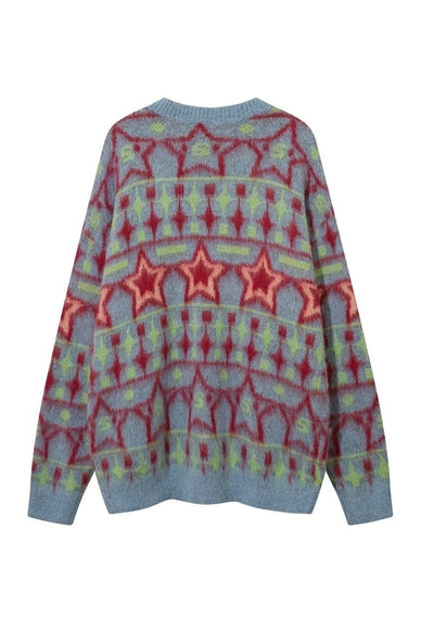 Geometric sweater star pattern knitted jumper grunge top