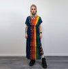 Transparent rainbow dress sleeveless Gay pride long gown side split LGBT sundress see-through tie-dye frock carnival sheath one size blouse