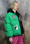 Skeleton puffer split colour bomber jacket grunge varsity