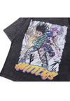 Anime t-shirt Japanese cartoon tee retro top in vintage grey