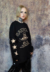 Alien print top UFO tee grunge star DJ t-shirt in black