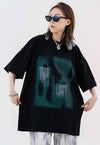 Lost slogan t-shirt shadow print tee graffiti top in black