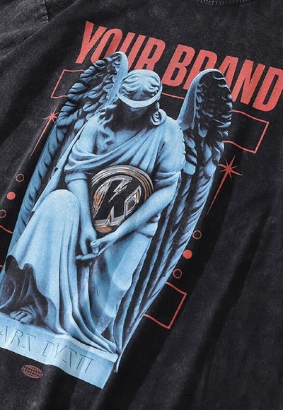 Bitcoin t-shirt old money print tee statue top in acid grey