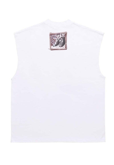 Bondage print sleeveless t-shirt S&M tank top surfer vest