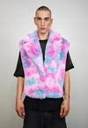 Tiedye fleece coat pink crop gradient trench festival bomber