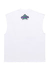 Alien print tank top surfer vest retro UFO sleeveless tshirt