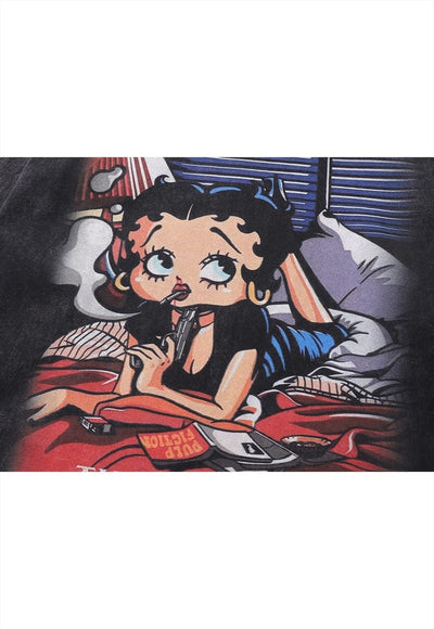 Retro t-shirt vintage wash cartoon top long Betty Boop tee
