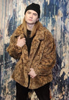 Python fleece jacket faux fur snake aviator bomber in brown