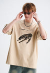 Bionic hand t-shirt cyberpunk tee grunge raver top in cream