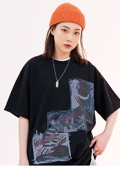 BDSM print t-shirt grunge tee Gothic slogan top in black