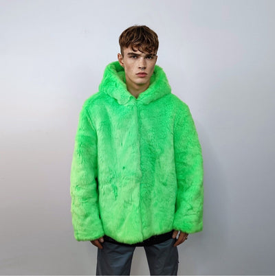 Green shaggy fur coat best sale