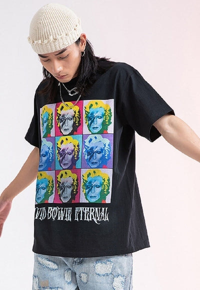David Bowie t-shirt Marilyn Monroe tee skater top in black