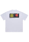 Microchip print t-shirt mechanic tee utility top in white