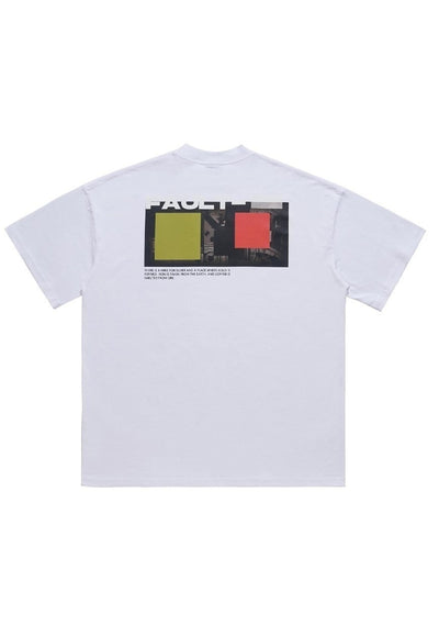 Microchip print t-shirt mechanic tee utility top in white