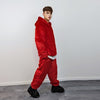 Red faux fur joggers winter raver pants fluffy skiing trousers mountain fleece overalls festival bottoms burning man pants