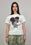 Creepy mouse t-shirt Horror Mickey cartoon cropped top white