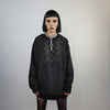 Mesh top long sleeve transparent jumper see-through gothic sweatshirt crotchet t-shirt in black