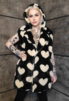 Heart fleece coat handmade 2in1 hood emoji trench jacket