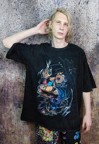 Dragon ball Z t-shirt Sun Goku tee in vintage acid black