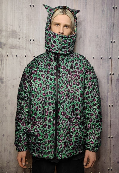 Leopard bomber reversible tiger jacket graffiti puffer