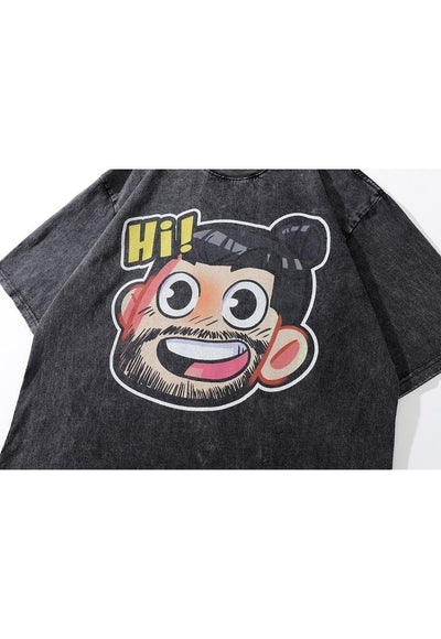 Sumo t-shirt old anime tee retro Japanese cartoon top black