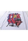 Graffiti t-shirt old rapper long tee retro hiphop top white