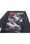 Skyline police hoodie vintage wash pullover anime jumper