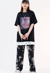 E-girl t-shirt tears print tee grunge raver top in black