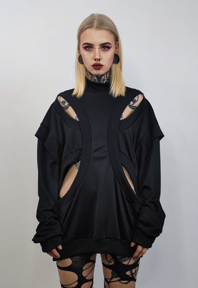 Cut-out Gothic top cyberpunk layer jumper transparent tee