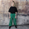 Festival stripe fleece joggers zebra pants handmade zigzag faux fur raver trousers premium party overalls in green black