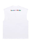 Graffiti print sleeveless t-shirt retro tank top surfer vest