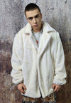 Fluffy fleece jacket handmade 2 in 1 detachable coat cream