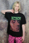 Raver t-shirt cyber print tee psychedelic top in black