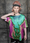 Thermal t-shirt fluorescent raver tee body print top green