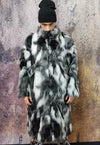 Contrast faux fur coat gradient fluffy Mac in white black