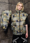 Paisley bomber jacket detachable bandanna puffer in green