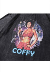 Coffy movie t-shirt retro hero tee top in vintage wash grey