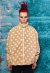 Polka dot fleece hooded jacket handmade retro fluffy coat