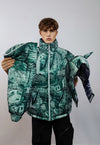 Punk bomber reversible jacket detachable Gothic puffer green