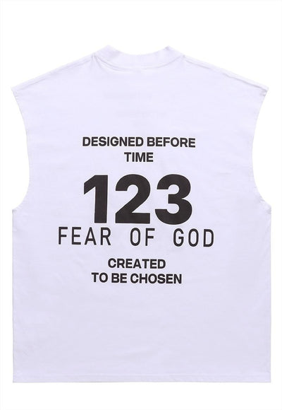 Saint print tank top bible slogan sleeveless tee retro vest