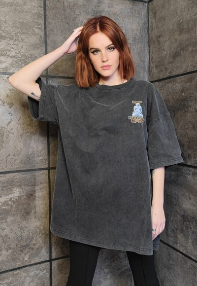 Psycho tshirt premium vintage wash grunge tee in acid grey