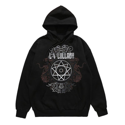 Pentagram hoodie geometric Gothic pullover punk top in black