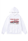 Ferrari hoodie retro car pullover premium jumper in white